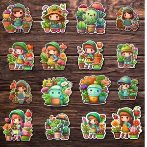 Cute Kawaii Gardening Sticker Bundle – Adorable Plant & Garden Stickers
